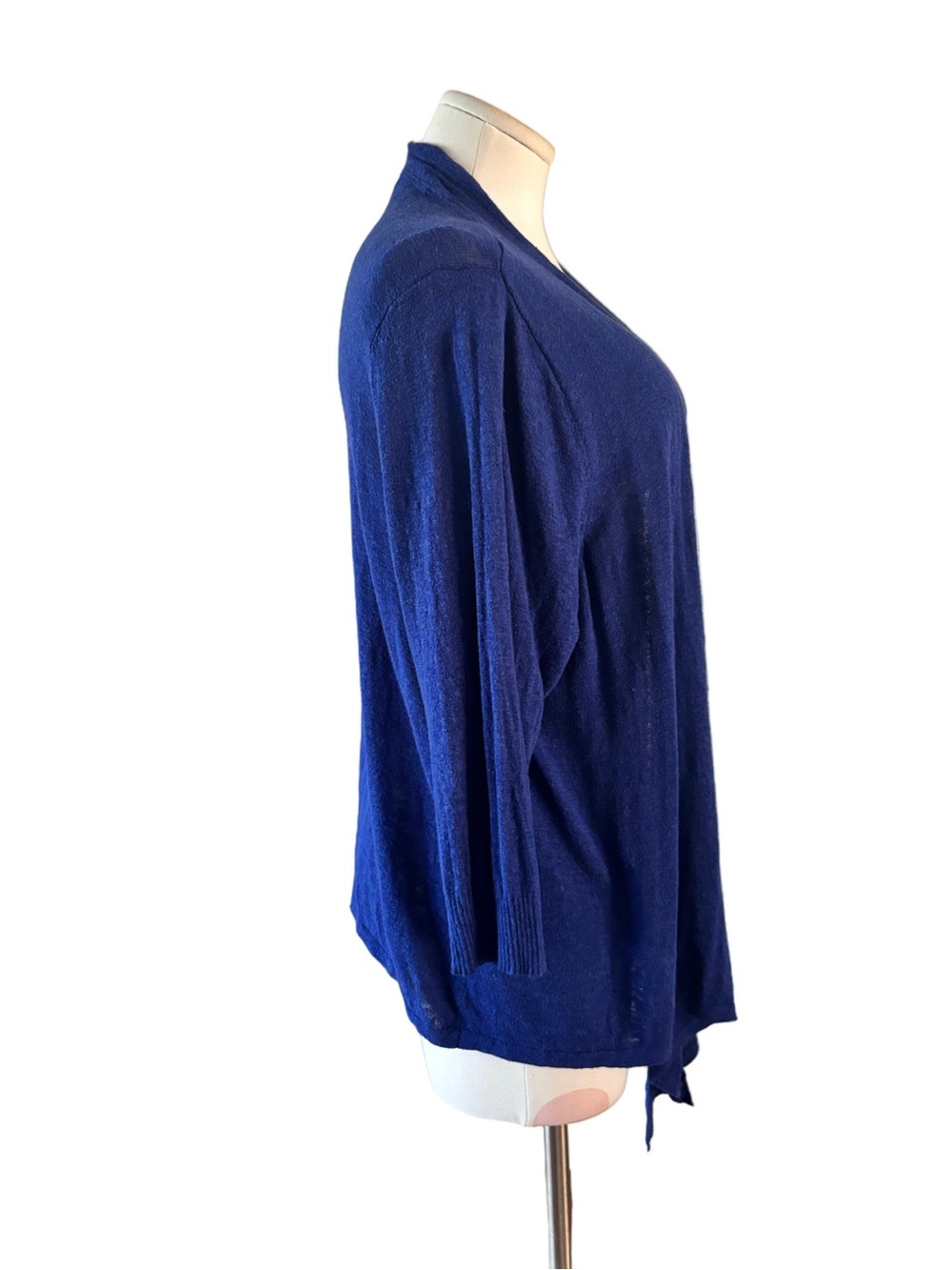 J.Jill Wearever Open Front Cardigan Blue Linen Blend XL - Picture 3 of 7